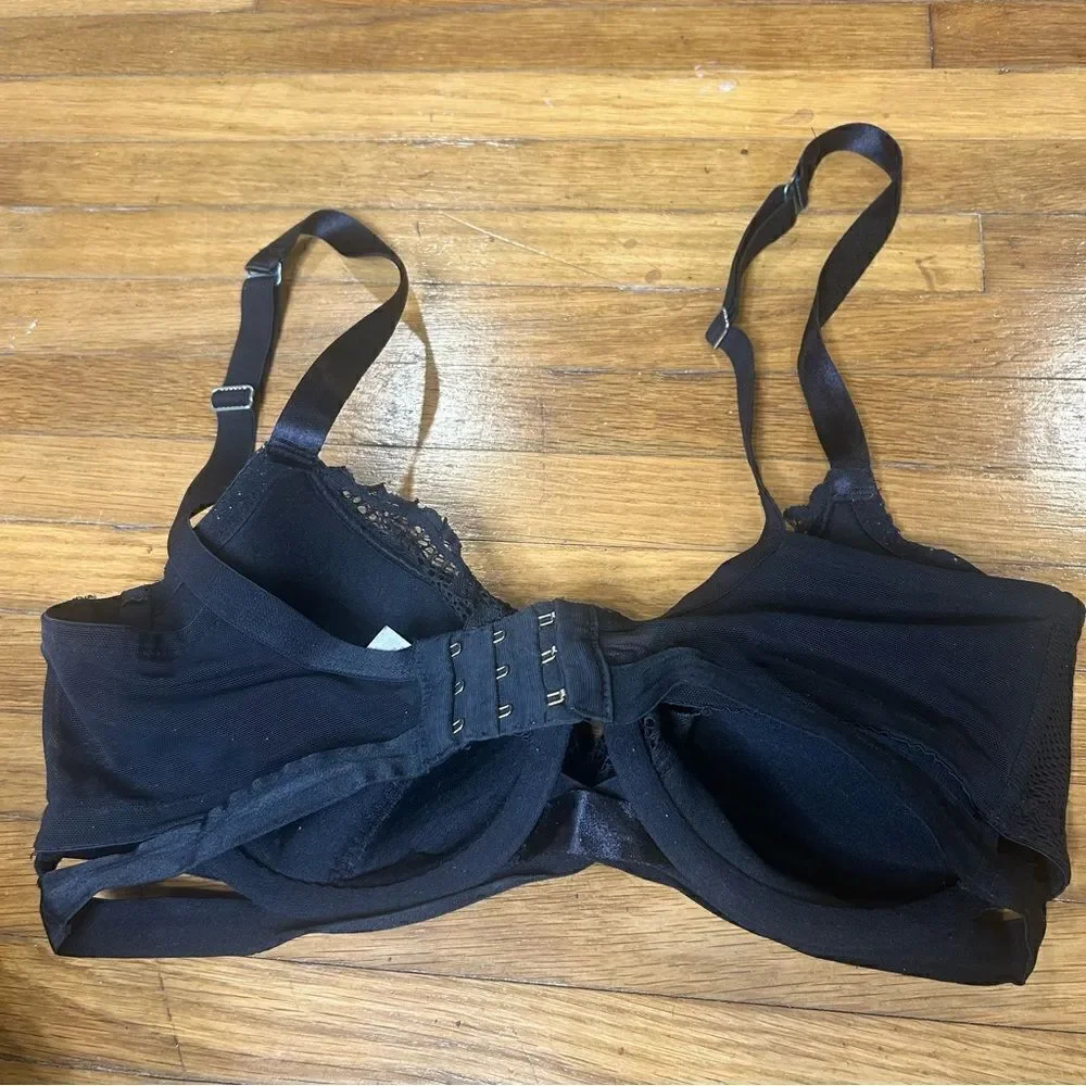 CACIQUE LANE BRYANT FISHNET & LACE LIGHTLY LINED FRENCH BALCONETTE BRA 36DDD